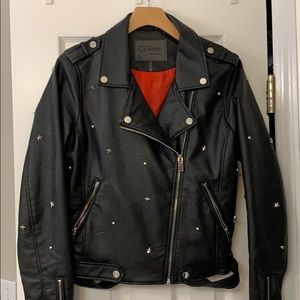 Black studded faux leather jacket